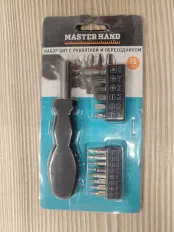 Набор бит с рукояткой и переходником, 15 шт