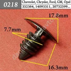 0218 Автокрепеж для AMC, Chrysler, Daewoo, Dodge, Ford, GM, Opel