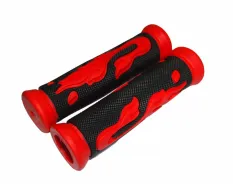Грипсы 130 мм резина черно-красные рисунок Пламя E