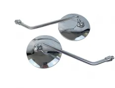 Зеркала d10 металл маленькие круглые хром длинная 