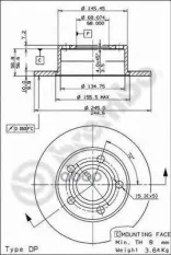 "Диск тормозной задний" 08574314 Brembo