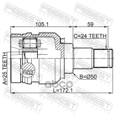 ШРУС ВНУТРЕННИЙ ЛЕВЫЙ 25X50X24 TOYOTA AURIS/HYBRID (UKP)  2007-2012 Febest арт. 0111-zvw30lh