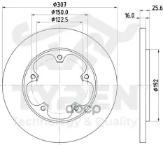 Диск тормозной, задний Ford Transit VIII 13> (одинарные шины) TYREN арт. TYR1012971