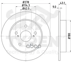 Диск тормозной, задний Fiat Sedici 06> Suzuki Swift III 05>, SX4 I 06> TYREN арт. TYR1020881
