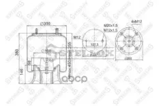 пневмоподушка со стак !1шп.M12 1шп-шт.M12/20 Поршень пластик 4отв.M12 ROR,Weweler Stellox арт. 9041562SX