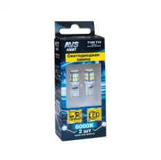 к-т ламп! светодиодных T100 T10, белый (W2.1x9.5D) 30SMD 3014 9-30V W5W, коробка 2шт AVS арт. A07037S