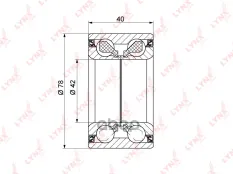 Подшипник ступицы передний (40x42x78) HYUNDAI Elantra(HD / MD) 1.6 06> / i30(FD) 1.4-2.0D 07-12 / ix LYNXauto арт. wb-1335