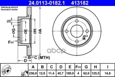 ДИСК ТОРМ SKO FAVORIT/FELICIA 1.3/1.9D 89-/VW CADDY 1.6/1.9D 96-00 ПЕР НЕ ВЕНТ 2 Ate арт. 24011301821