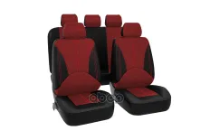 Авточехлы универсальные экокожа черно-красные (11 предм.) Elite KRAFT Kraft арт. KT 835635