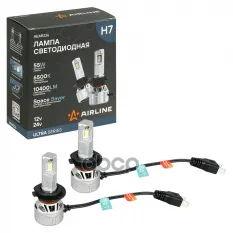 ЛАМПА LED H7 12V/24V 55W 10400ЛМ (5200ЛМ X 2), 6500К ULTRA, 2ШТ AIRLINE арт. AEAR226