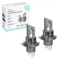 Лампа светодиод.  H4  23Вт  5200Лм (2600Лм x 2)  6500К (Бел.)  12В  для рефл./линз. оптики  кмпл. 2 AIRLINE арт. aear230