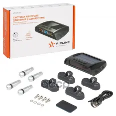 Система контроля давления в шинах TPMS, 4 внутр. датчика, дисплей на торпедо, солнеч. панель (ATP-MS AIRLINE арт. ATP-MS-02