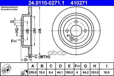 Диск тормозной MINI Clubman (R55) задний (1шт.) ATE Ate арт. 24.0110-0271.1
