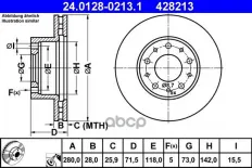 ДИСК ТОРМ FIAT DUCATO/CIT JUMPER/PGT BOXER 2.2-3.0HDI 06- ПЕР ВЕНТ 280X28X25.9 ( Ate арт. 24012802131