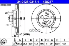Диск тормозной передн, HONDA: CR-V III 2.0 i 4WD/2.2 i-CTDi 4WD/2.2 i-DTEC 4WD/2.4/2.4 4WD/2.4 i-VTEC 4WD 06-, CR-V IV 2.0/2.0 AWD/2.2 i-DTEC AWD 12- 