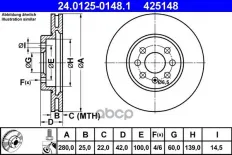 ДИСК ТОРМ OPL ASTRA H/COMBO/MERIVA 1.2-1.8/2.0T/1.3-1.9CDTI/DTI 04- ПЕР ВЕНТ 280 Ate арт. 24012501481