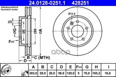 Диск тормозной передний вентилируемый Ate арт. 24.0128-0251.1