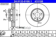 ДИСК ТОРМ VW T5 03- 340X33 ПЕР ВЕНТ Ate арт. 24013301001
