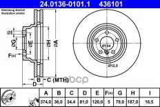 Диск тормозной Ate арт. 24.0136-0101.1