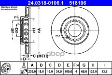 Диск тормозной Ate арт. 24.0318-0106.1