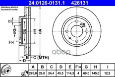 ДИСК ТОРМ MIT GALANT 00-04/LANCER VI 03- ПЕР ВЕНТ 276X26 Ate арт. 24012601311