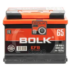 АККУМУЛЯТОР BOLK EFB STOP&GO 65 А/Ч ПРЯМОЙ L+ 242X175X190 L2 EN 550 А BOLK арт. BEFB653L