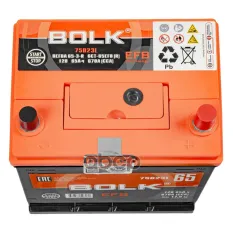 АККУМУЛЯТОР BOLK EFB ASIA 65 А/Ч ОБРАТНЫЙ R+ 232X175X225 D23 EN 670 А BOLK арт. BEFBA653R