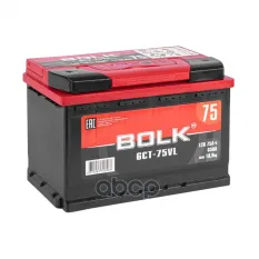 АККУМУЛЯТОР BOLK STANDART 75 А/Ч ПРЯМОЙ L+ 278X175X190 L3 EN 650 А BOLK арт. B753L