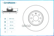 Диск тормозной передний  GENERAL MOTORS CWORKS арт. C210R2244