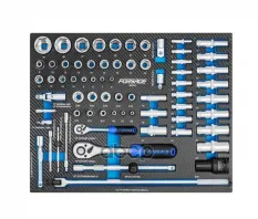 Набор инструментов в ложементе 1/4 и 1/2 ,70пр, трещотки, головки, воротки, удлинители, карданы, адаптеры FORSAGE арт. F-K4701