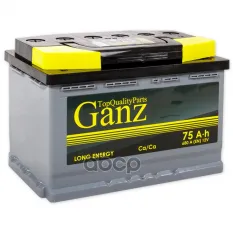 Аккумулятор GANZ 75 А/ч прямая L+ 278x175x190 EN680 А GANZ арт. GA751