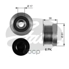 (7789-10035) Обгонный шкив генератора Volvo C70 I 97-05, S60 00-, S70 96-00, S80 98-06, V70 I 96-00, V70 II 00-, XC90 02-, XC70 00- Gates арт. OAP7036