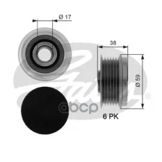 (7789-10033) Обгонный шкив генератора Fiat Punto 1.3 D (10.05-) Gates арт. OAP7039