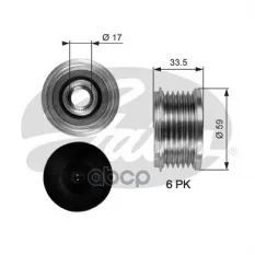 (7789-10068) Обгонный шкив генератора Citroen,Fiat,Ford,Lancia,Peugeot 1.4,1.6,1.9,2.0,2.2 D,HDI,JTD,TDCi (04.98-) Gates арт. OAP7080