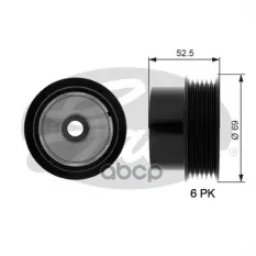 (7789-10078) Обгонный шкив генератора Land Rover Freelander 98-,Volvo S60 II 10-, S80 II06-, V70 III 07-, XC 60 08- Gates арт. OAP7101