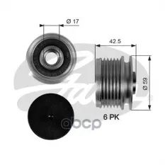 (7789-10048) Обгонный шкив генератора Dacia Logan,Renault Clio II,Kangoo,Laguna II,Logan,Megane I,Scenic I,Thalia 1.4,1.6 (11.97-) Gates арт. OAP7106