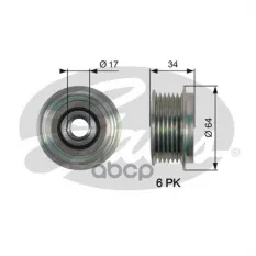 (7789-10167) Обгонный шкив генератора FORD Galaxy/Mondeo/S-Max VolVo S80/V70 II 2,0 06- Gates арт. OAP7167