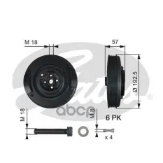 Шкив коленвала Audi A6 2.5TDi 94> VW LT/ Transporter 2.4D/2.5TDi 90> Gates арт. TVD1033A