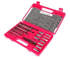 Набор экстракторов обломанных болтов 25 пр: 5-16 мм для болтов с сорванной внутренней резьбой (в кейсе) JTC арт. JTC-4733