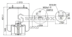 пневмопод. со стак.! 2шп. М12 1штуцер М22x1.5 поршень пластик BPW 30K Stellox арт. 9049612SX