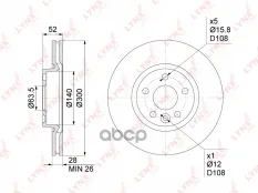 диск тормоз.перед.! Ford Galaxy/S-max 1.8D-2.5, Volvo S60/S80/XC70 06> LYNXauto арт. BN1027