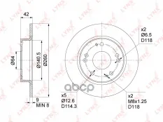 Тормозной диск HONDA Civic VII-IX 1.3h-2.2D 01> (260x9) LYNXauto арт. BN1029