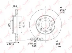 диск тормоз.перед.!Honda Jazz 1.4 02-08, Fit 1.3 01-07 LYNXauto арт. BN1046