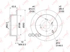 Диск тормозной задний (262x10) HYUNDAI Accent(MC) 1.4-1.6 05-10 / Getz 1.4-1.6 02-09 / i20 1.1D-1.6D LYNXauto арт. bn-1049