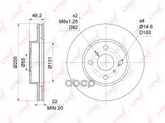 Тормозной диск TOYOTA Corolla(E10,1) 1.3-2.2D 92-01 LYNXauto арт. BN1151