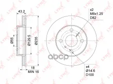 Тормозной диск TOYOTA Yaris(P10) 1.0-1.4D 99-05, Echo 1.3-1.5 99-05, Platz 1.5 99-05, Vios 1.3 02-08 LYNXauto арт. BN1153