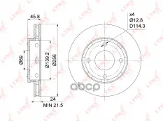 Диск тормозной передний (256x24) MITSUBISHI Colt(Z2 / Z3) 1.1-1.5 04-12  SMART Forfour 1.1-1.5D 04-0 LYNXauto арт. bn-1094