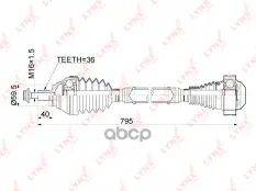 Привод в сборе R SKODA Octavia(1Z/5E) 1.4-1.8 09>  VW Golf VI-VII 1.4-1.8 09> LYNXauto арт. cd-1139