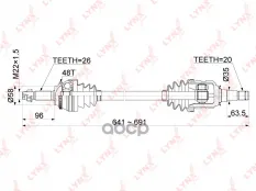 Привод в сборе L LYNXauto арт. CD-1154A