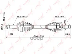Привод в сборе L LYNXauto арт. CD-1045